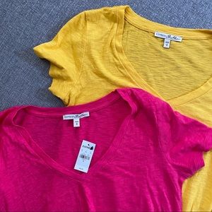 TWO v-neck tees with twist bottom